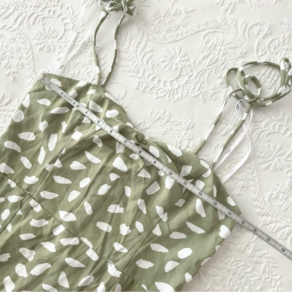 NWOT Lulus Party in Paris Sage Green Print Tie-Strap Midi Dress Small - Picture 10 of 14